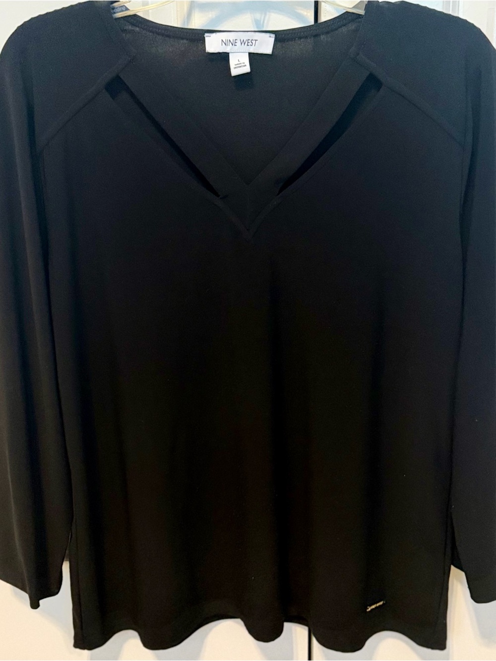 Nine West Black V-Neck Long Sleeve Tunic